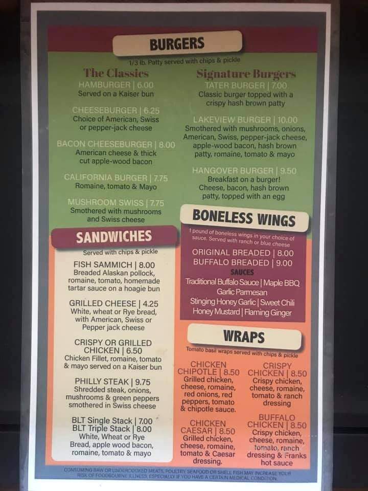 Lakeview Lodge - Solon Springs, WI menu_pic