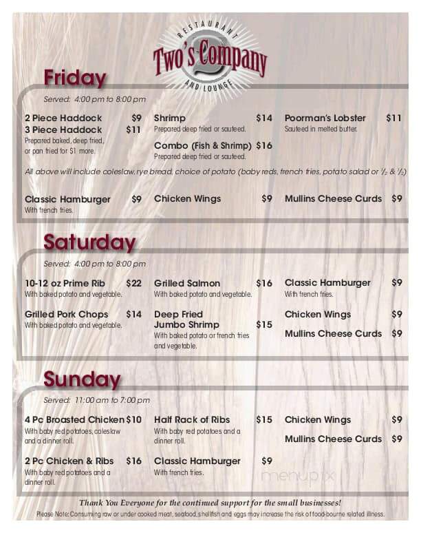 Two's Co Restaurant & Lounge - Mosinee, WI