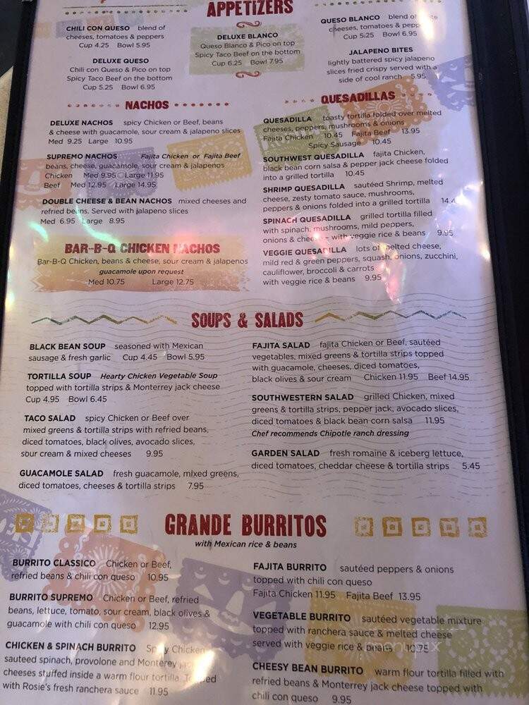Rosie's Mexican Cantina - Florence, AL menu_pic