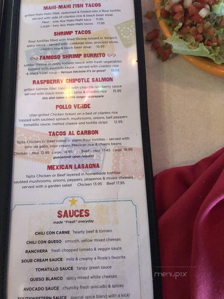 Rosie's Mexican Cantina - Florence, AL menu_pic