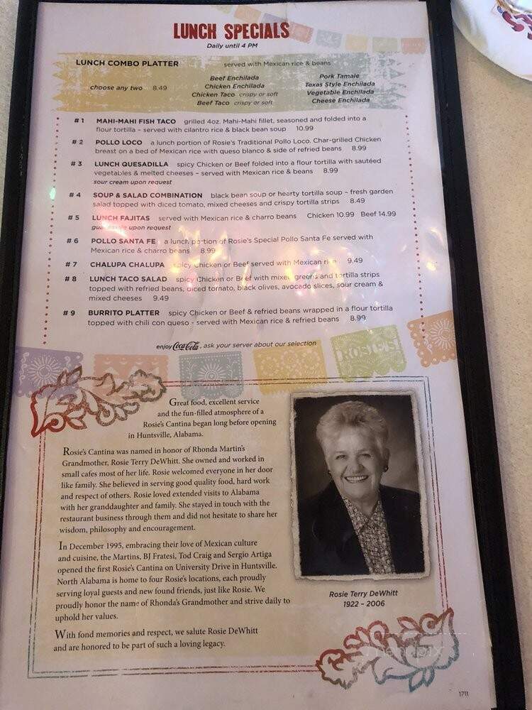 Rosie's Mexican Cantina - Florence, AL menu_pic
