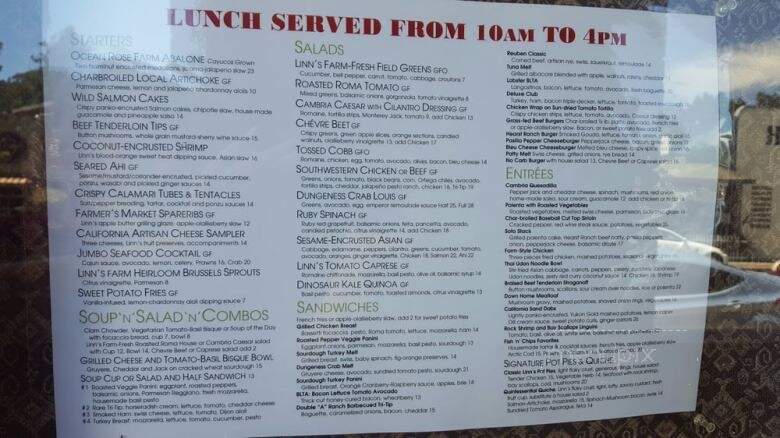 Linn's Of Cambria - Cambria, CA menu_pic