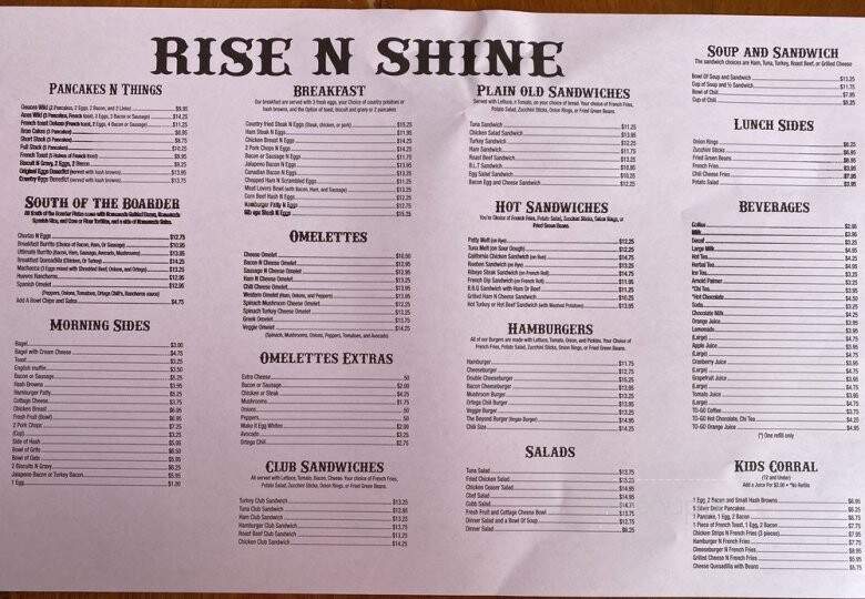 Rise N Shine Cafe - Sunland, CA menu_pic