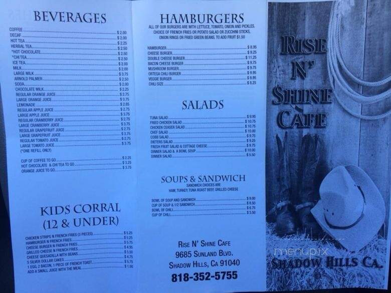 Rise N Shine Cafe - Sunland, CA menu_pic