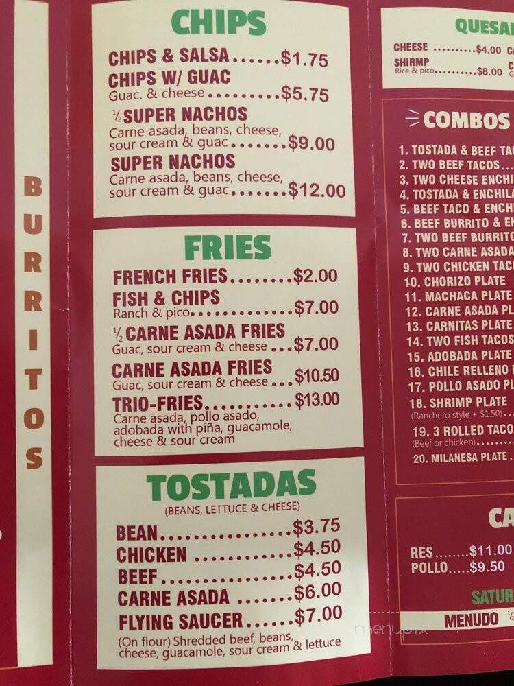 Mexico Viejo - Carlsbad, CA menu_pic