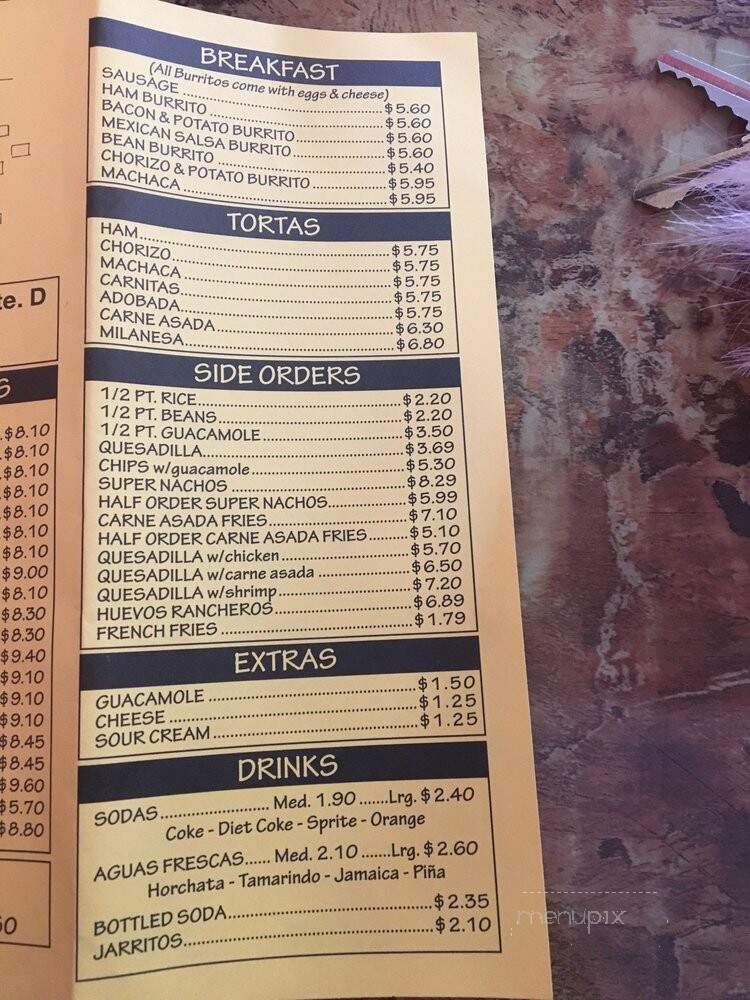 Mexico Viejo - Carlsbad, CA menu_pic