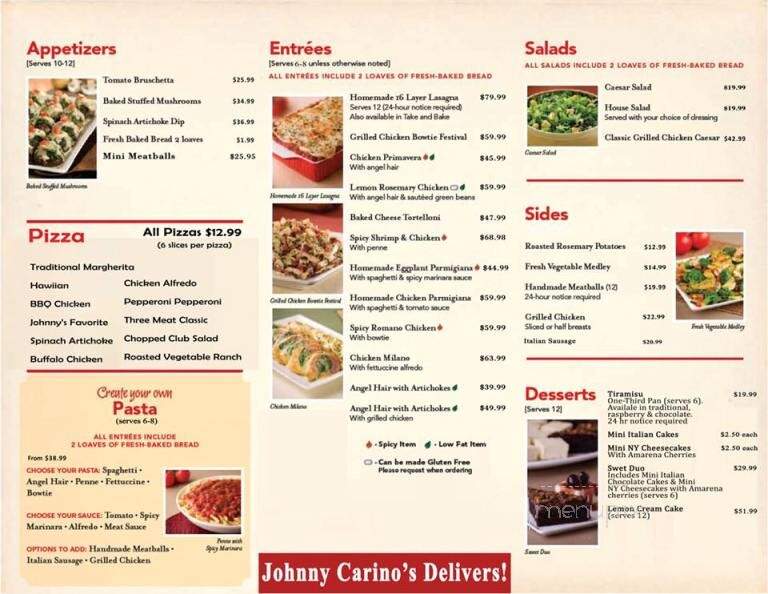 Johnny Carino's Italian - El Centro, CA menu_pic
