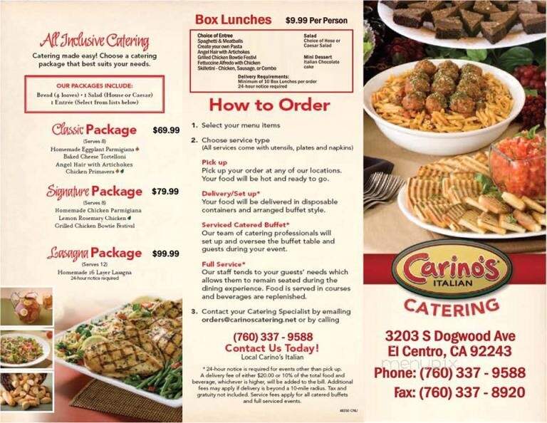 Johnny Carino's Italian - El Centro, CA menu_pic