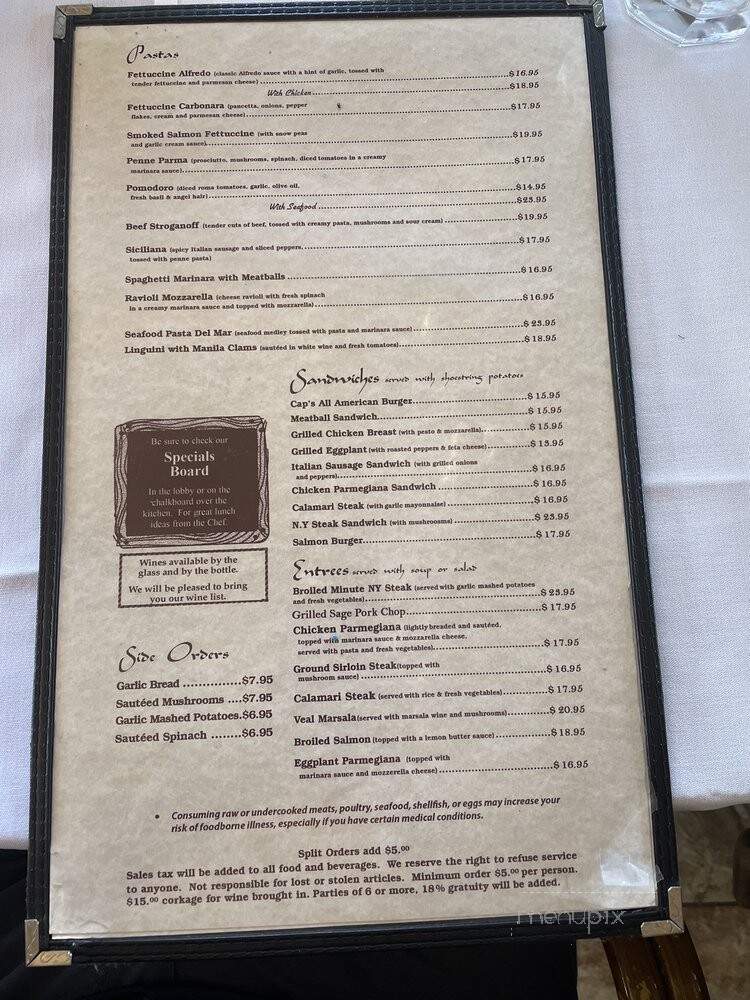 Cap's Oak Street Bar & Grill - Brentwood, CA menu_pic