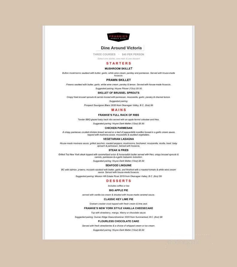 Frankie's Modern Diner - Victoria, BC menu_pic