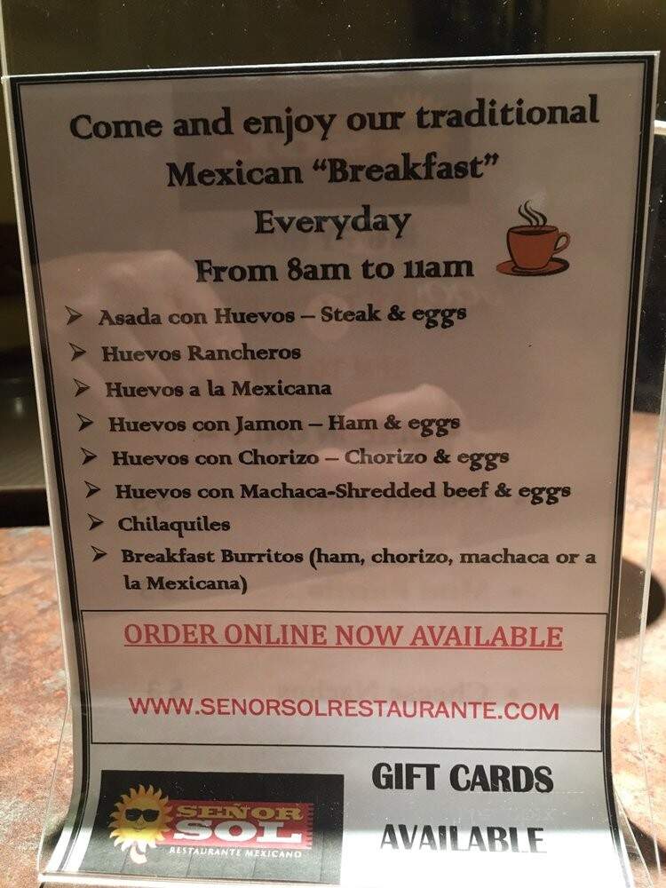 Senor Sol - Northridge, CA menu_pic