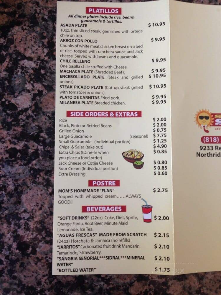Senor Sol - Northridge, CA menu_pic