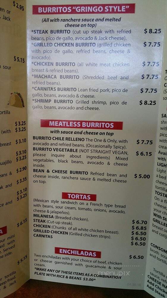 Senor Sol - Northridge, CA menu_pic