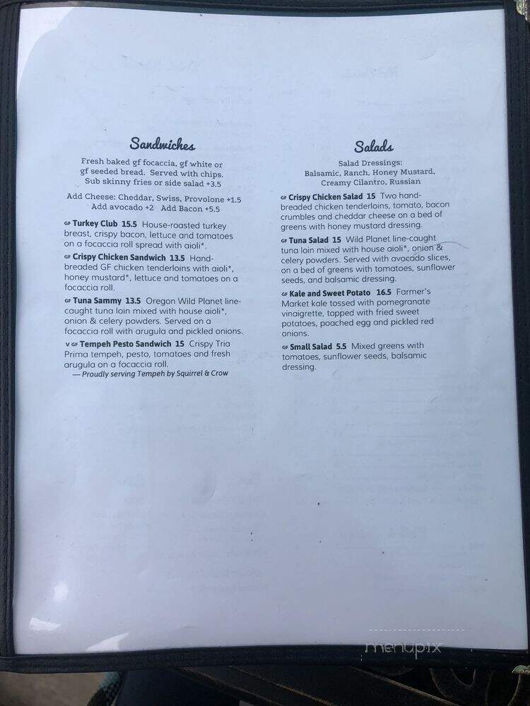 Jazzy Ladies Cafe and Club - Eugene, OR menu_pic