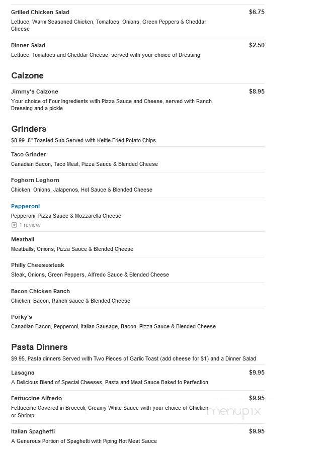 Jimmy's Pizza - Valley City, ND menu_pic