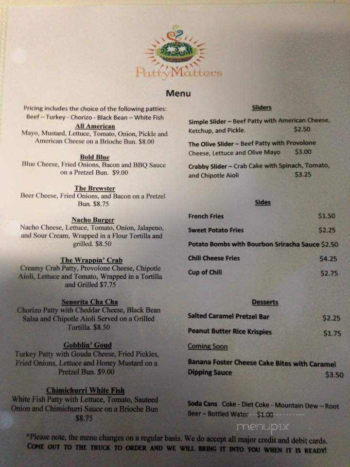 Patty Matters - Grand Rapids, MI menu_pic