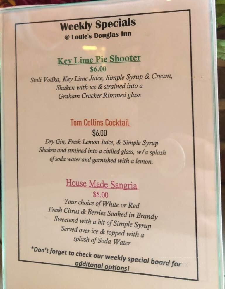 Louie's Douglas Inn - Douglas, AK menu_pic