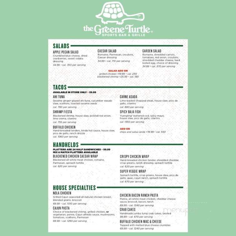 The Greene Turtle Deep Creek - McHenry, MD menu_pic