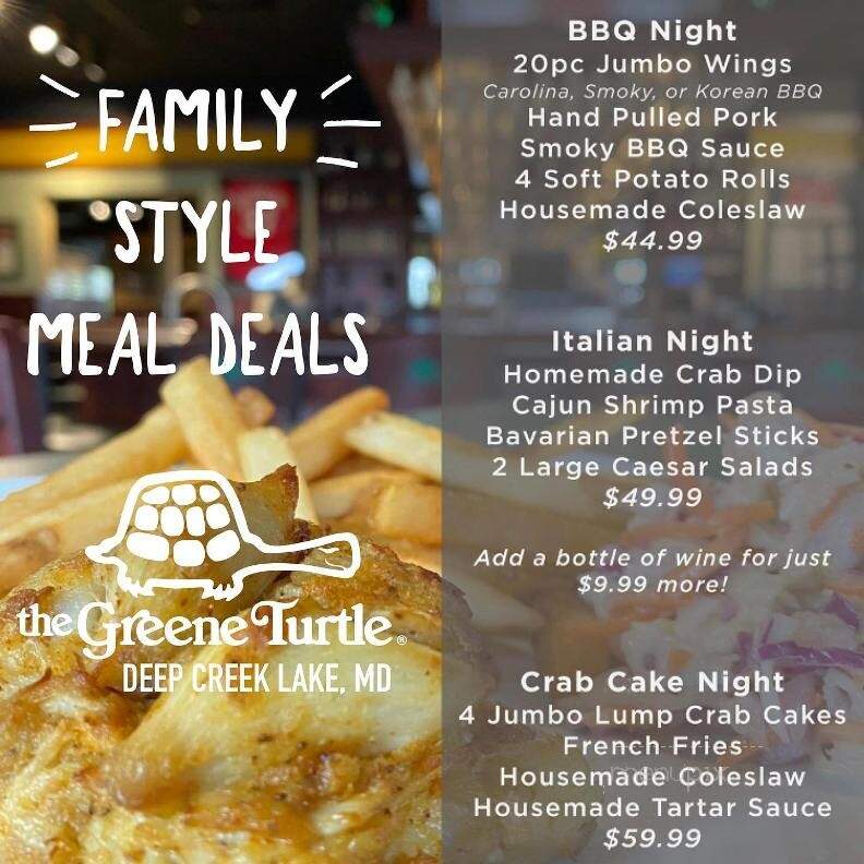 The Greene Turtle Deep Creek - McHenry, MD menu_pic