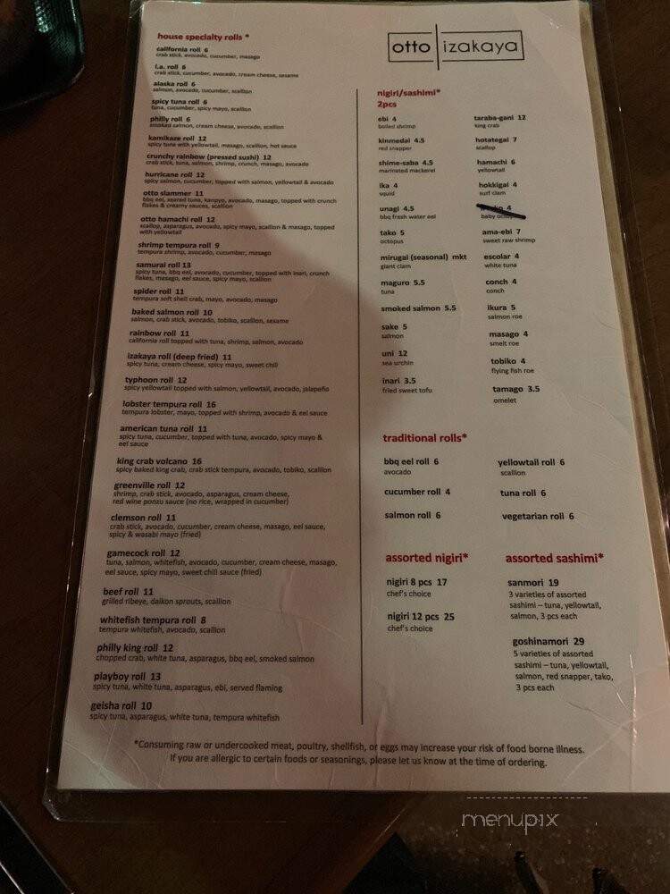 Otto Izakaya - Greenville, SC menu_pic