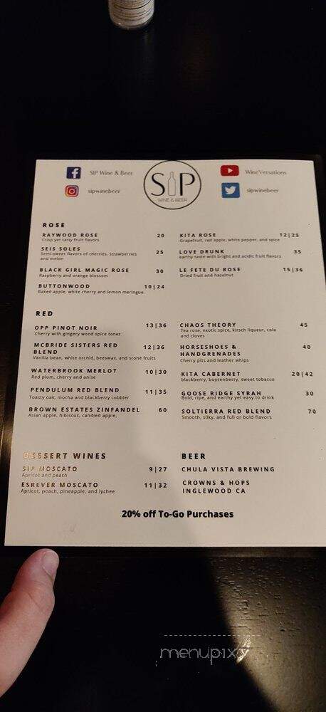 Sip Wine & Beer - Escondido, CA menu_pic