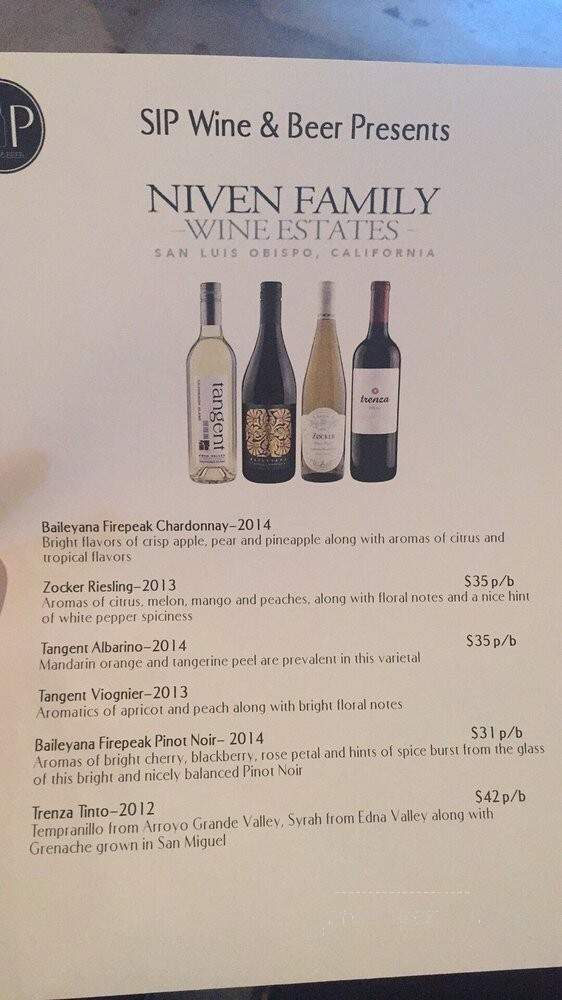 Sip Wine & Beer - Escondido, CA menu_pic