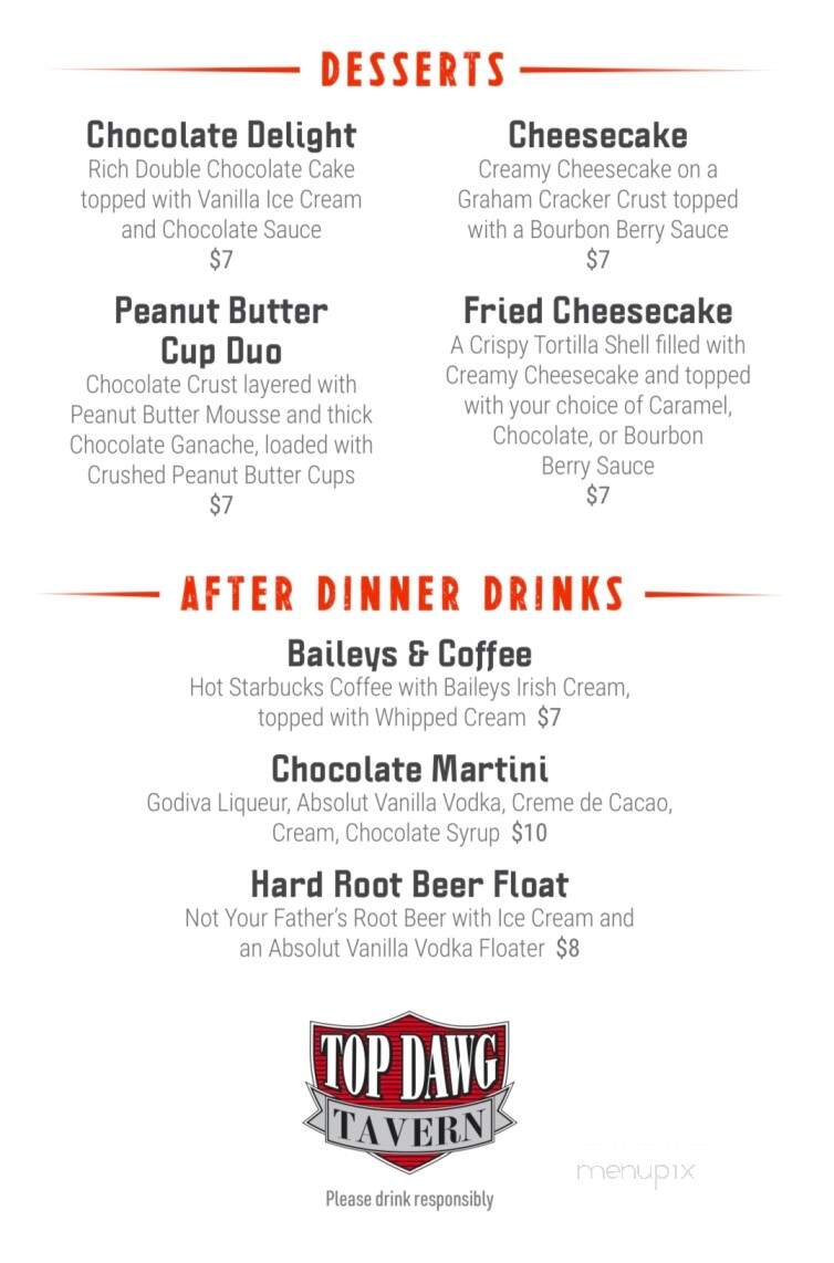 Top Dawg Tavern - Summerville, SC menu_pic
