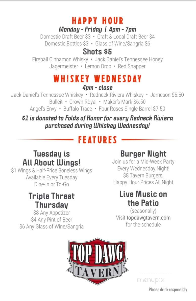 Top Dawg Tavern - Summerville, SC menu_pic