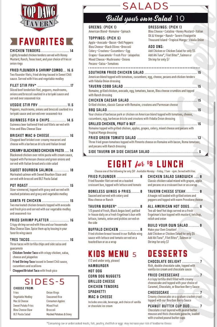 Top Dawg Tavern - Summerville, SC menu_pic