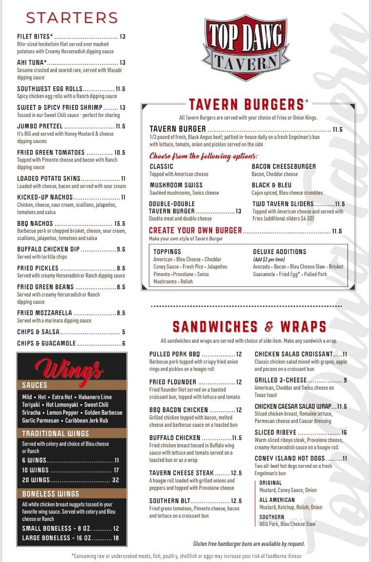 Top Dawg Tavern - Summerville, SC menu_pic
