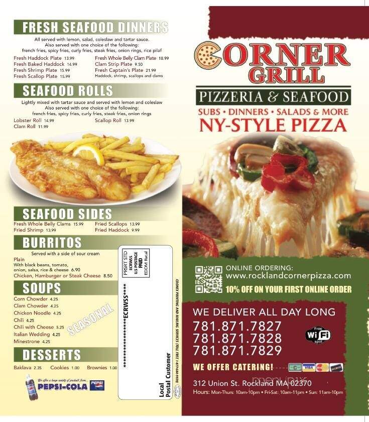 Corner Grill Pizzeria & Seafood - Rockland, MA