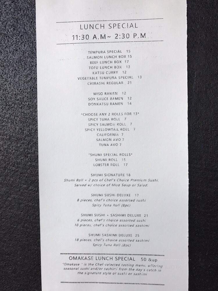 Shumi - Ridgewood, NJ menu_pic