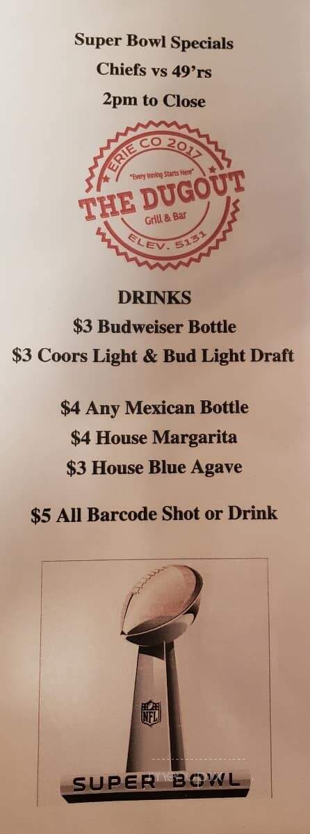 The Dugout Grill & Bar - Erie, CO menu_pic