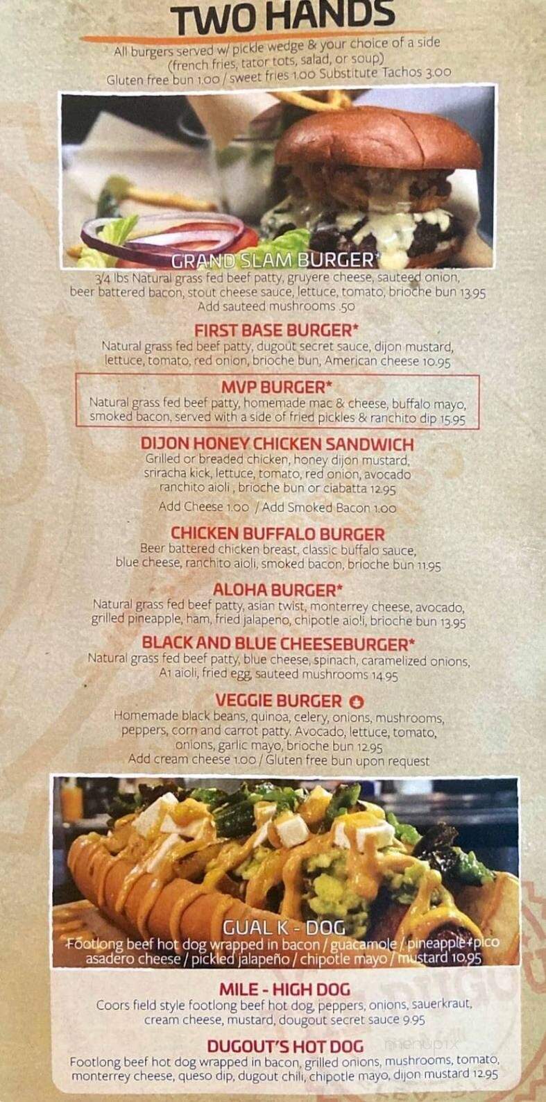 The Dugout Grill & Bar - Erie, CO menu_pic