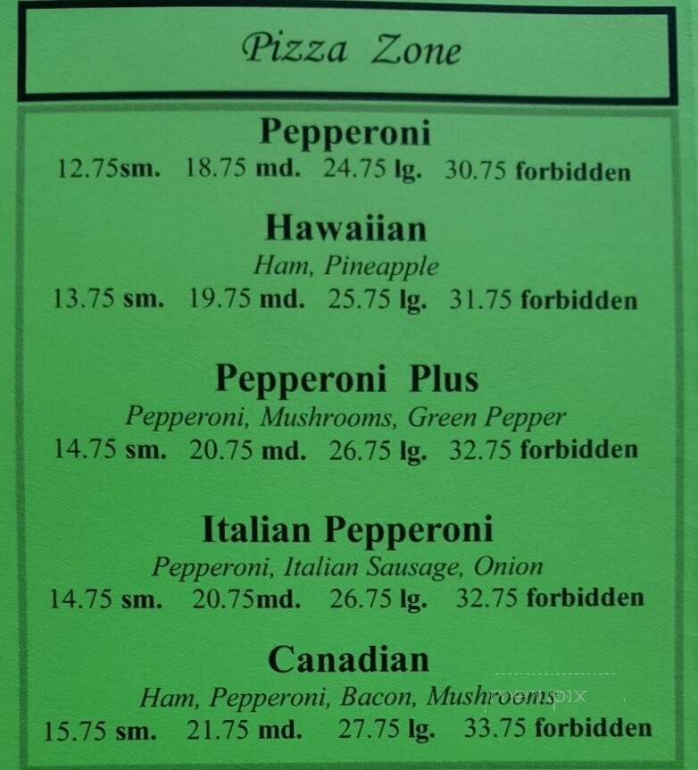 The Forbidden Zone - Campbell River, BC menu_pic