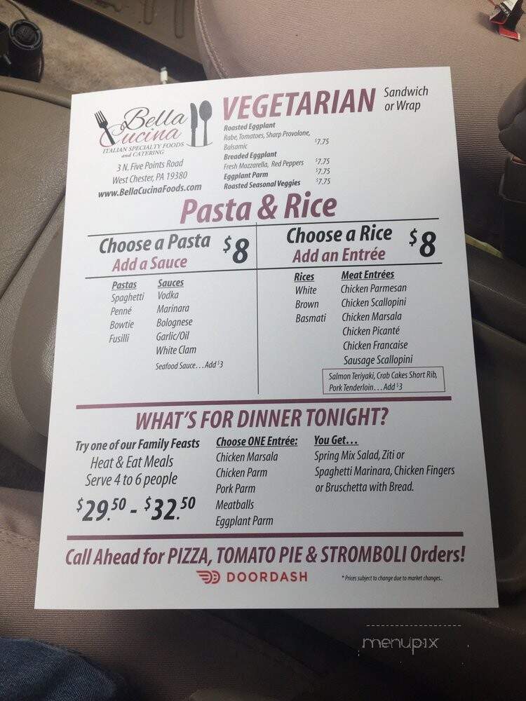 Bella Cucina - West Chester, PA menu_pic