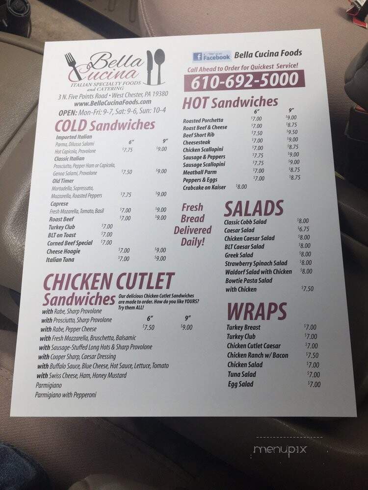 Bella Cucina - West Chester, PA menu_pic