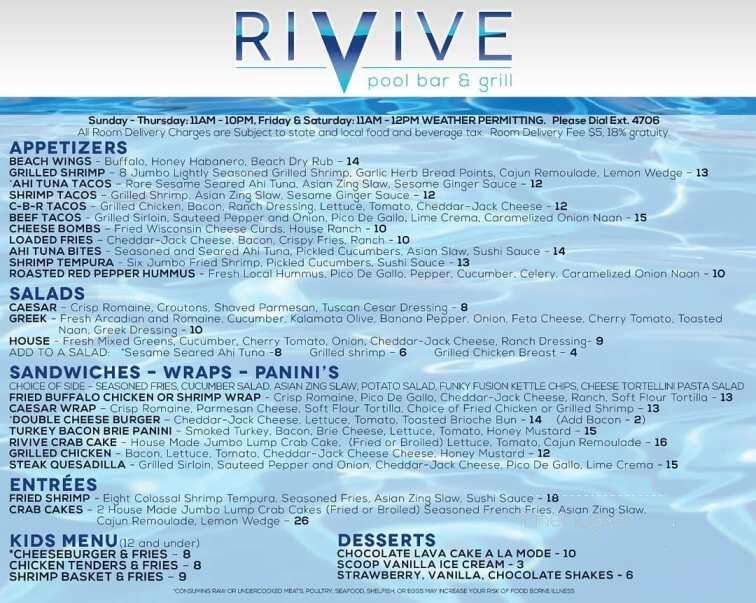 Rivive Pool Bar & Grill - Virginia Beach, VA menu_pic