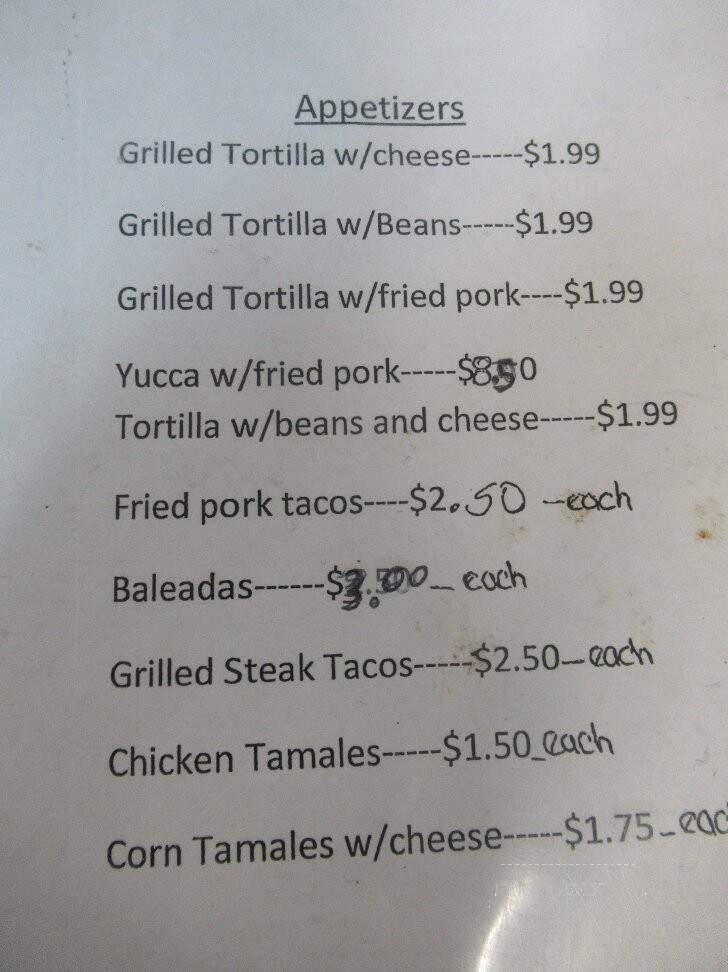 Pupuseria Emerita - Moorefield, WV menu_pic