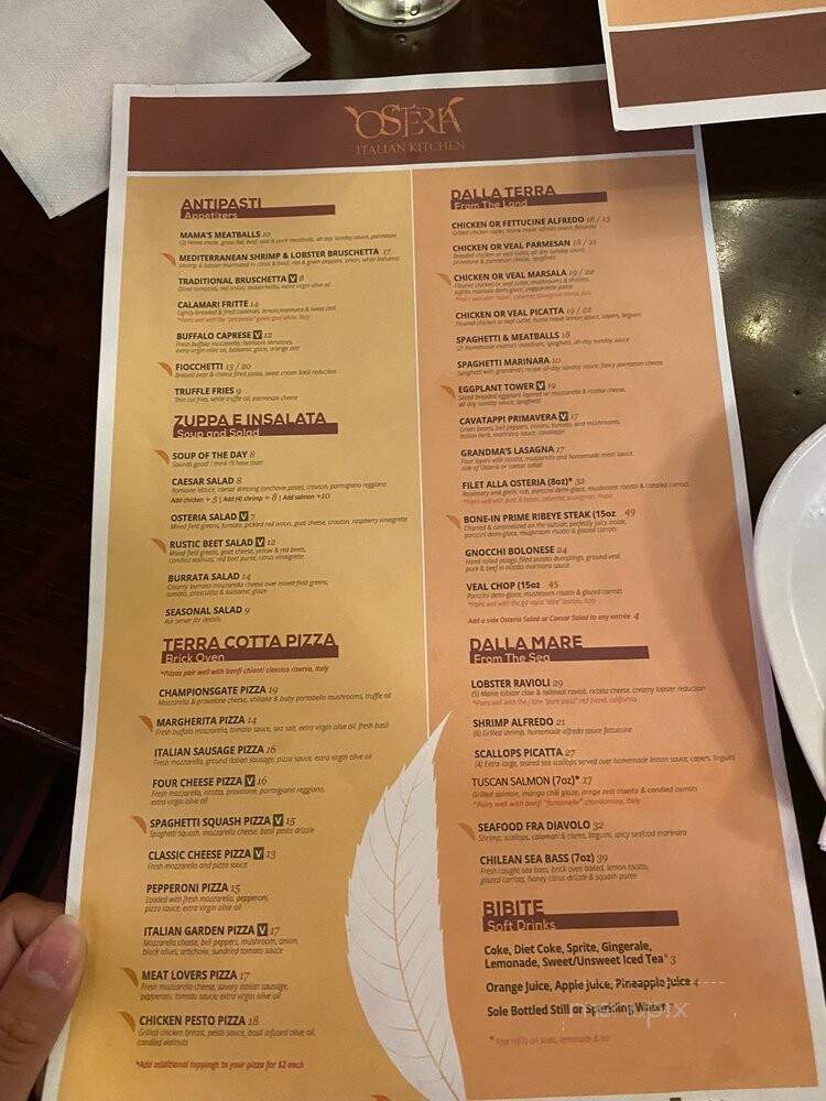 Osteria Italian Kitchen - Champions Gate, FL menu_pic