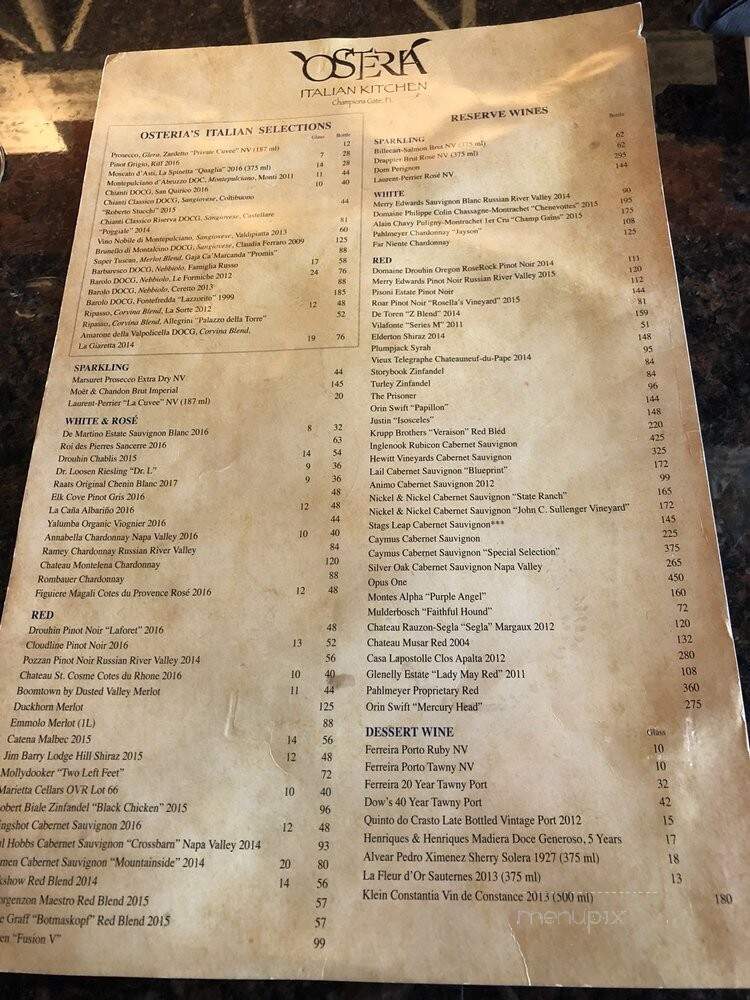 Osteria Italian Kitchen - Champions Gate, FL menu_pic