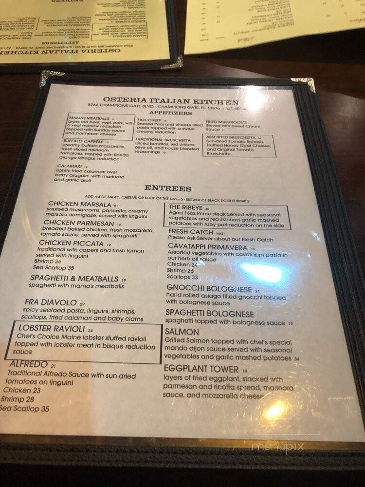 Osteria Italian Kitchen - Champions Gate, FL menu_pic