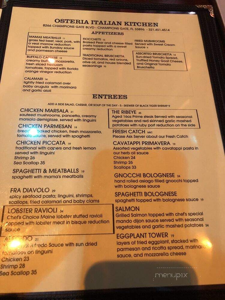 Osteria Italian Kitchen - Champions Gate, FL menu_pic