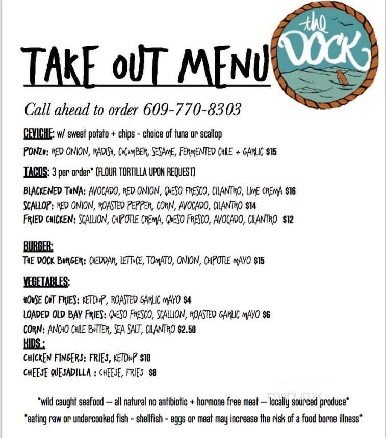 The Dock - West Wildwood, NJ menu_pic