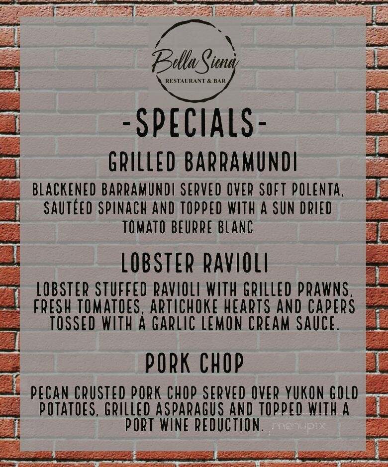 Bella Siena - Benicia, CA menu_pic