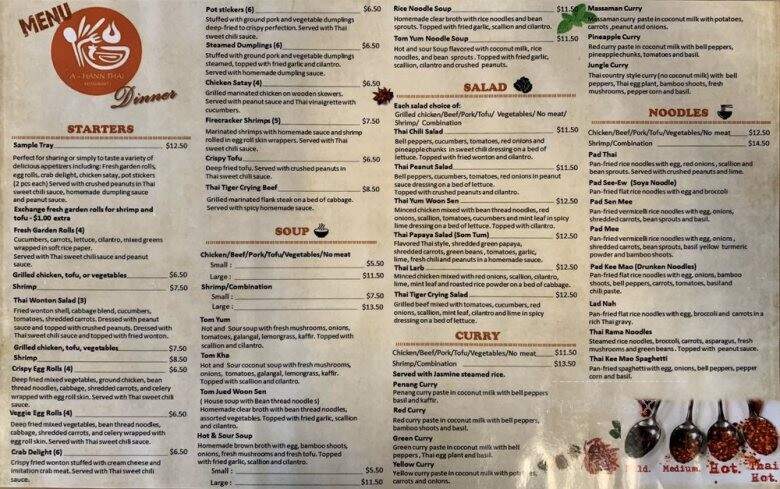 A-Hann Thai - Topeka, KS menu_pic