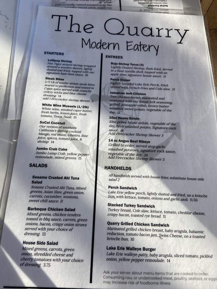 Bedrock Quarry Bar and Grill - Monroe, MI menu_pic
