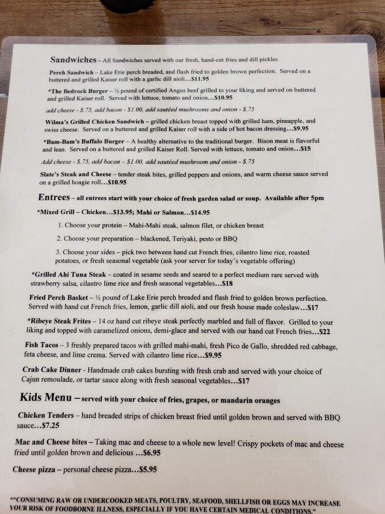 Bedrock Quarry Bar and Grill - Monroe, MI menu_pic