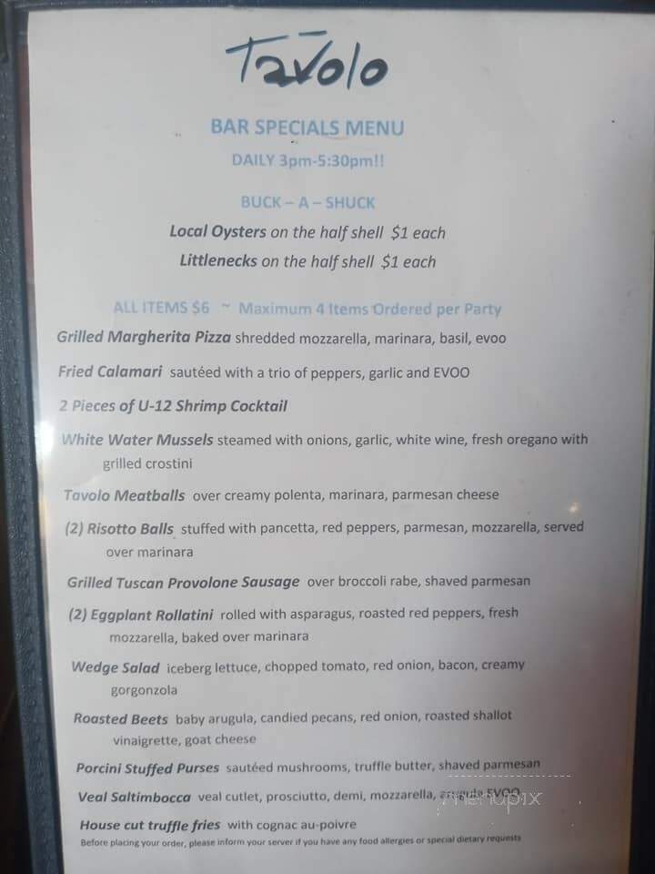 Tavolo Wine Bar & Tuscan Grille - Warwick, RI menu_pic