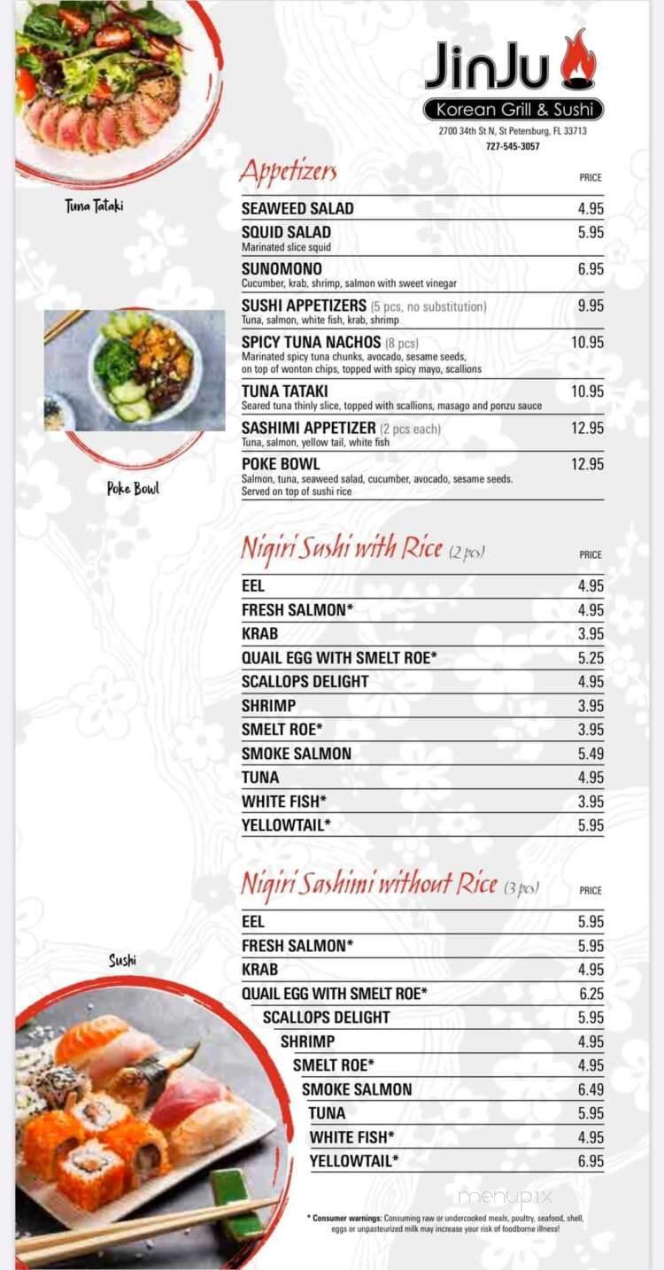 JinJu Korean Grill & Sushi - St. Petersburg, FL menu_pic